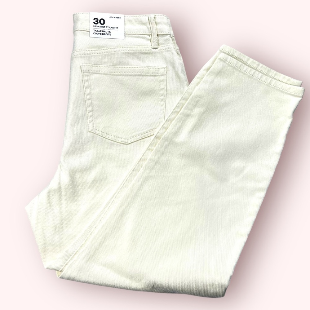 Joe Fresh High Rise Straight Leg Jeans White Cream Women’s 30 NWT Jillian Collab - Picture 13 of 13